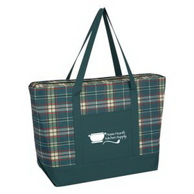 Custom Crawford Plaid Tote Bag, 23 3/4" W x 14 1/2" H