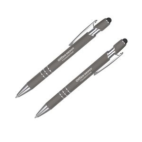 Custom Black Ink Metal Pen with Stylus, 5 3/4" L x 3/8" Diameter