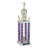 Custom Four-Column Stars & Stripes Trophy w/Cup & Eagle Trims (35