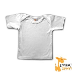 Custom White Infant Cotton Short Sleeve T-Shirt w/Lap Neck