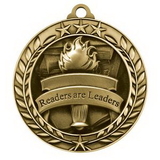 Custom 2 3/4'' Readers Are Leaders Wreath Award Medallion