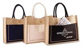 Custom Two-Tone Dyed Jute Tote Bag with Cotton Webbed Handles, 18