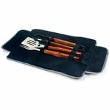 Custom 3 Piece Barbecue Tool Set w/ Folding Easy-Carry Tote Bag