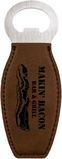 Custom DARK Brown Laserable Leatherette Bottle Opener with Magnet, 1 3/4
