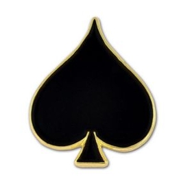 Blank Black Spade Lapel Pin, 5/8" W x 3/4" H