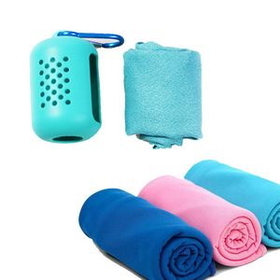 Custom Deluxe Cooling Towel In Portable Silicone Pot, 15 7/10" L x 15 7/1" W