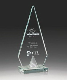 Custom Aiguille Starphire Glass Award, 5" W x 8 1/2" H x 2 1/2" D