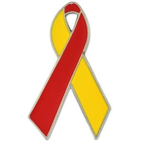 Blank Red And Yellow Hepatitis C Awareness Ribbon Lapel Pin 1"