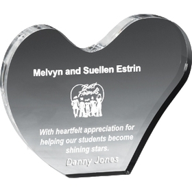 Custom Clear Heart PaperWeight (5 1/8"x 4 1/4"x 3/8") Laser Engraved