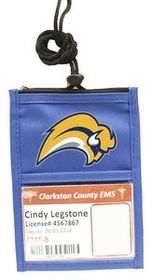 Custom Royal Blue Classic Printed Event Pouch w/ top zipper and adjustable cord, 6.75" H x 5" W