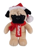 Custom Soft Plush Pug with Christmas Scarf and Hat 12
