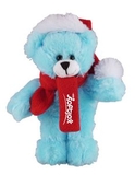 Custom Soft Plush Blue Bear with Christmas Scarf and Hat 12