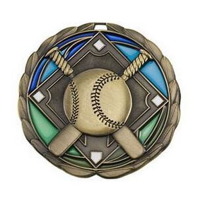 Custom 2 1/2" Color Epoxy Medallion Baseball In Gold