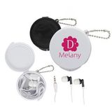 Custom Headphone Ear Buds with Case, earbud with Keyring, 2 3/8