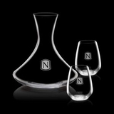 Custom 32 Oz. Senderwood Crystalline Decanter W/ 2 Stemless Wine Glass