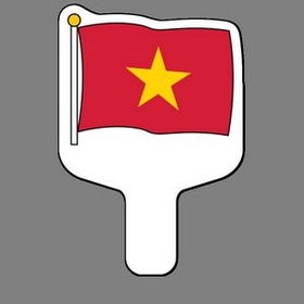 Custom Hand Held Fan W/ Full Color Flag of Vietnam, 7 1/2" W x 11" H