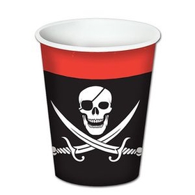 Custom Pirate Beverage Cups w/ Skull & Crossed Cutlasses