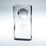 Custom Beveled Globe Column Award with Pre-Etched Concave Globe, 3-1/2