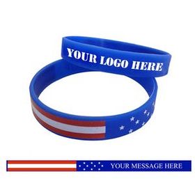 Custom American Flag Silicone Wristband / Bracelet, 8" L x 1/2" W