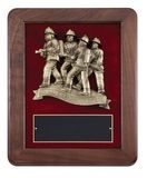 Blank American Walnut Plaque w/ Firemen Casting on Red Velour