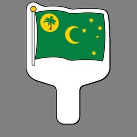 Custom Hand Held Fan W/ Full Color Cocos (Keeling) Islands Flag, 7 1/2" W x 11" H