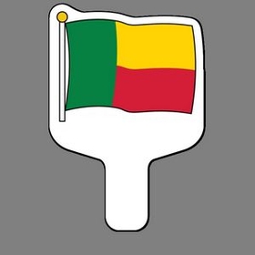 Custom Hand Held Fan W/ Full Color Flag of Benin, 7 1/2" W x 11" H