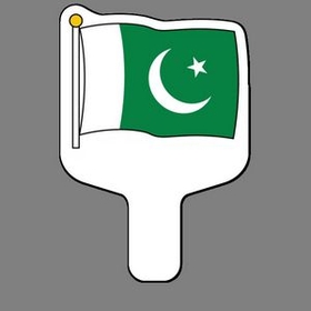 Custom Hand Held Fan W/ Full Color Flag of Pakistan, 7 1/2" W x 11" H