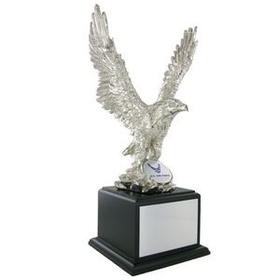Custom Electroplated Silver Eagle Trophy w/2" Diameter Insert Space (15 1/2")