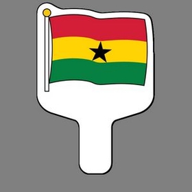 Custom Hand Held Fan W/ Full Color Flag Of Ghana, 7 1/2" W x 11" H
