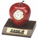 Custom Genuine Marble Apple Award w/ Clock and Base (Screen printed)