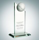 Custom Golf Pinnacle Optical Crystal Award w/Slant Edge Base (Small), 6 1/2