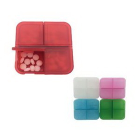 Custom 4 Compartment Plastic Pill Organizer Box, 2 3/8" L x 2 3/8" W