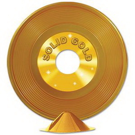 Custom Gold Plastic Record Centerpiece, 9" Diameter