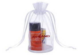 Custom Organza Drawstring Bag w/ Round Nylon Bottom, 4 1/2" D x 11" H