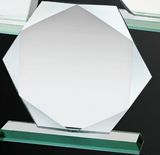 Custom Jade Glass Hexagon Award w/ Beveled Edge (5.5