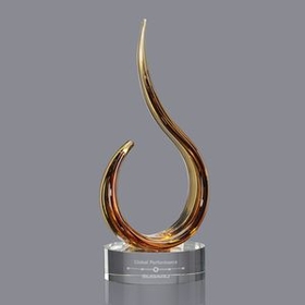 Custom Amber Blaze Hand Blown Art Glass Award (14 1/2")