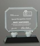 Custom Small Crystal Octagon Award on Black Pedestal Base, 6