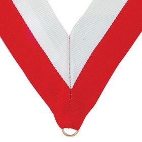 Blank Red/White Grosgrain Imported V Neck Ribbon - Medal Holder (32"x1 3/8")