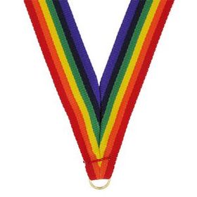 Blank Rainbow Stripe Grosgrain Imported V Neck Ribbon - Medal Holder (30"x7/8")