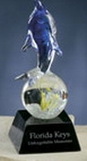 Custom Hand Blown Glass Dolphin on Ball Award, 6