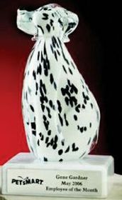 Custom Hand Blown Glass Dalmatian Dog Award (8")