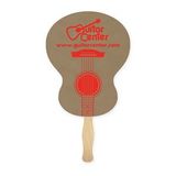 Custom Fan - Guitar Shape Recycled Sandwich Paper Hand Fan - Wood Stick Handle