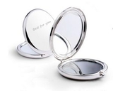 Custom Silver Round Folding Compact Mirror, 2 9/16