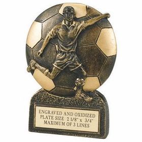 Custom Resin Trophy (Male Soccer), 4 1/4" H x 3 1/8" W