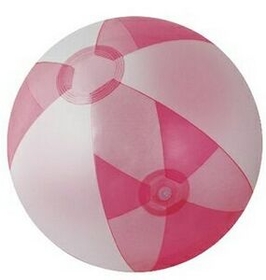 Blank Inflatable Opaque White & Translucent Pink Beach Ball (16")