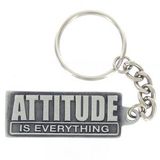 Custom Attitude Is Everything Sculptured Genuine Pewter Keychain