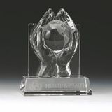 Custom Precious World Heavy Optical Cut Crystal Award, 6 1/2