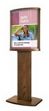 Custom Solid Oak Convex Floor Poster Stand W/Pedestal Base (1-Sided)