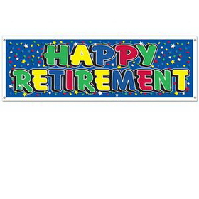 Custom Happy Retirement Sign Banner, 63" W x 21" L