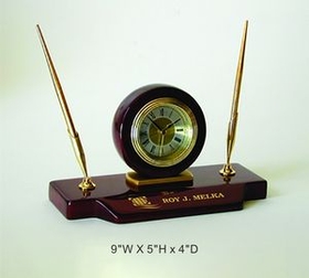 Custom Pino Finish Desk Alarm Clock Set, 9" L x 4" Diameter